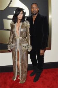 Kim Kardashian in Jean Paul Gaultier e Kanye West in Balmain Homme
