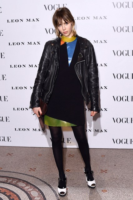 Edie Campbell in Christopher Kane al Vogue 100 Opening Party, London