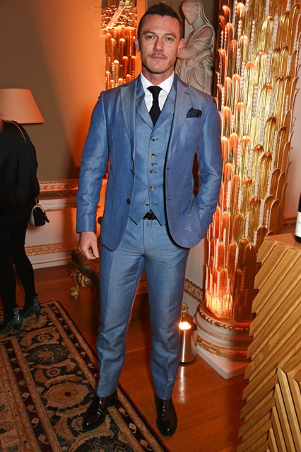 Luke Evans in Turnbull and Asser al London Collections Men opening party, London