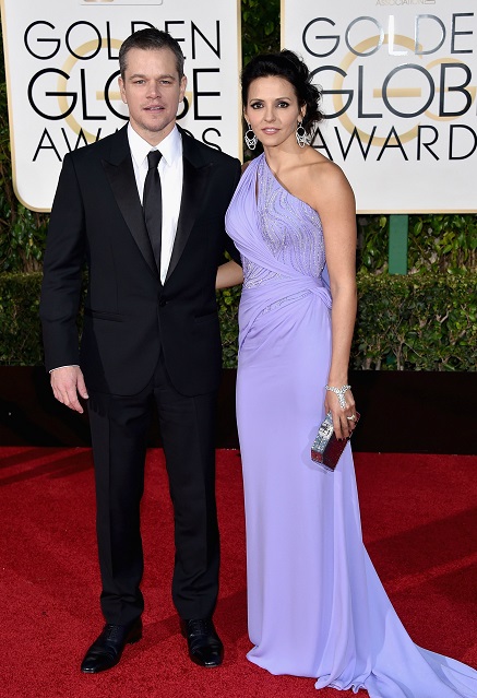 Matt e Luciana Damon, entrambi in Versace