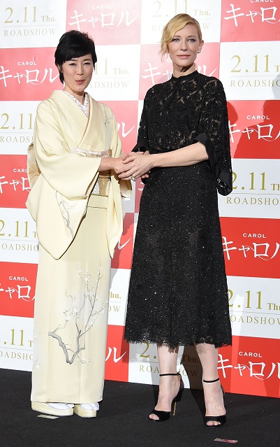 attends the stage greeting for 'Carol' at Roppongi Hills on January 22, 2016 in Tokyo, Japan.