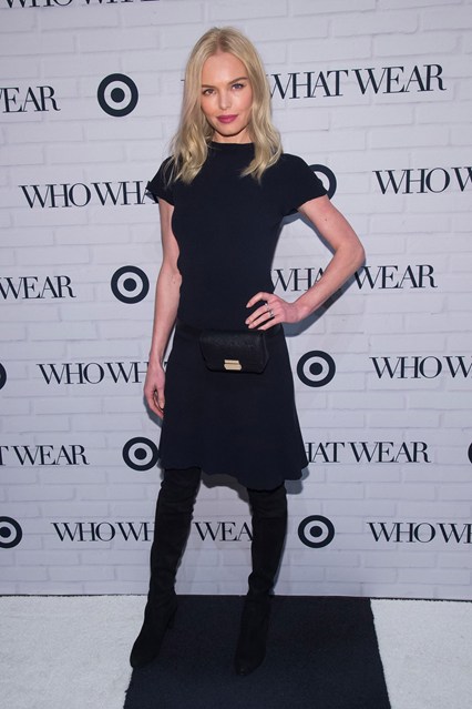 Kate Bosworth con stivali HIGHLAND Stuart Weitzman al Target and Who What Wear Collection Launch, New York