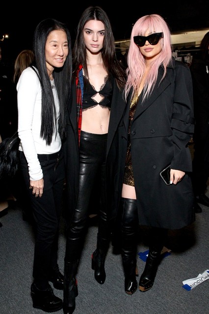Vera Wang con Kendall e Kylie Jenner alla sfilata di Vera Wang, New York